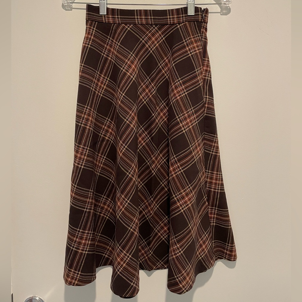 Forever 21 Brown Plaid Midi Skirt